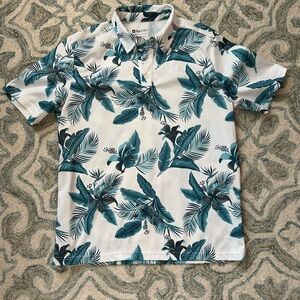 Matix Teal and White Tropical Polo